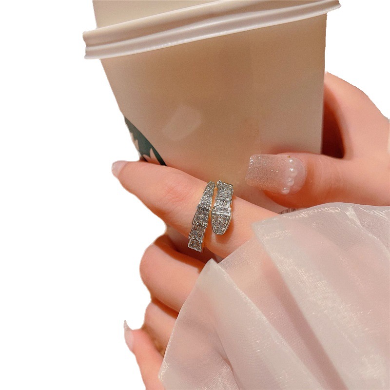 A retro, individualistic and high-end snake-shaped opening ring for women's index finger rings, a cold and luxurious fashion ring from Japanese and Korean Internet celebrities Item Picture