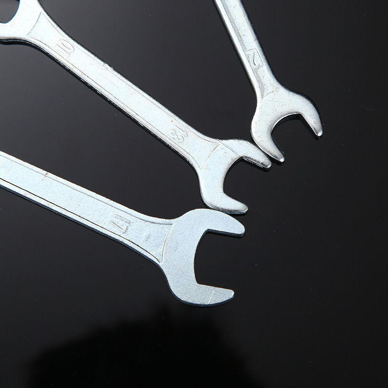 Simple dual-purpose open-end wrench, small stamping double-head bicycle, household fixed wrench manufacturer, tool wholesale Specification drawing