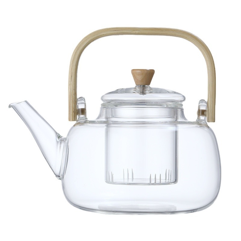 High borosilicate glass bamboo handle handle teapot, glass boiling teapot, electric ceramic stove, glass boiling teapot, household brewing teapot Item Picture