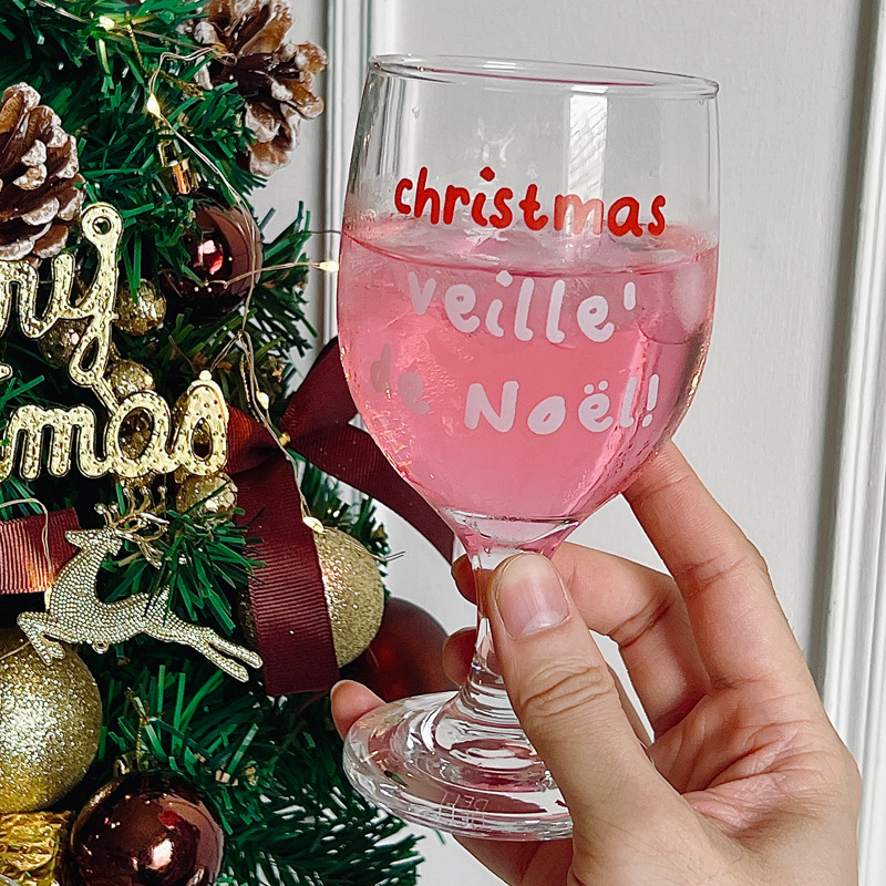 Bolimei Christmas cups, tall glass cups, Christmas atmosphere festive red wine glasses Application Scenario