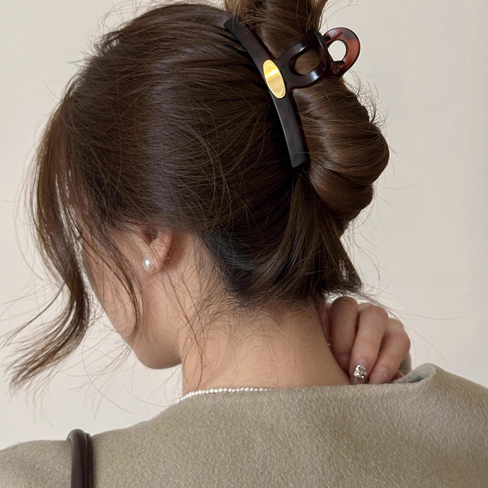 High-end Spring/Summer Gold label grabber Women's 2023 New large hair clip at the back of the head, shark clip, elegant clip hair accessory Application Scenario