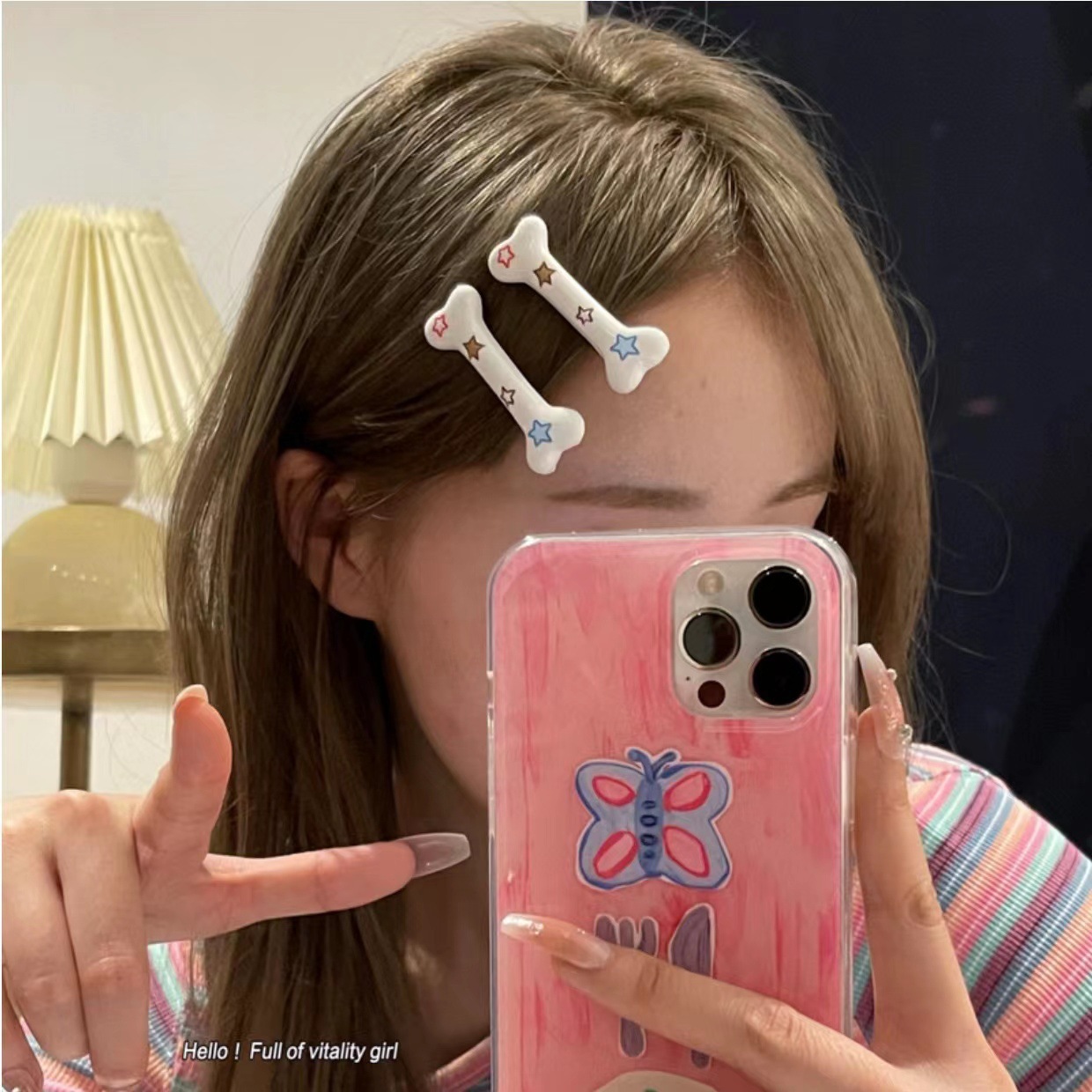 Energetic girl, puppy bone hair clip, y2k hot girl, star bangs clip, cute and unique five-pointed star hair clip and hair accessory full figure