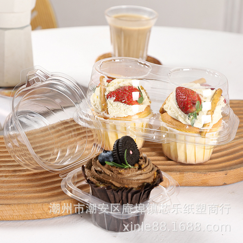 Cupcake packaging box, single or double pieces, egg tart, transparent thickened blister box, muffin cup packaging box wholesale full figure