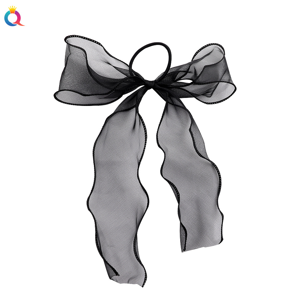 Qiyue Japanese and Korean super fairy bow, Organza girl's ribbon hair band, hair accessory, popular light gauze hair band and hair rope Item Picture