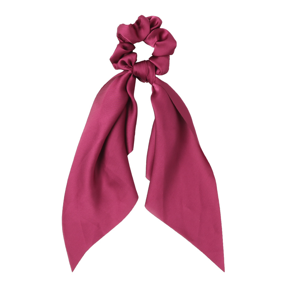 Qiyue's new European and American knotted ribbon satin large intestine circle monochromatic silky smooth square scarf hair tie for women's ponytail Item Picture