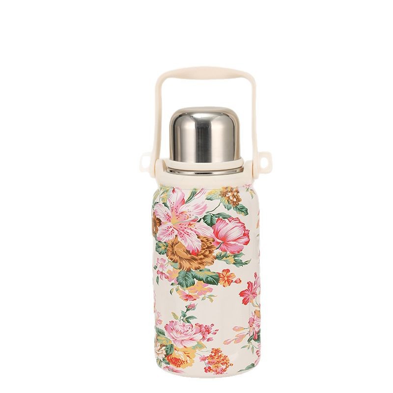 Chinese-style printed 316 stainless steel insulated kettle for girls, high appearance level insulated cup, thickened large-capacity cup, hand-held kettle Item Picture