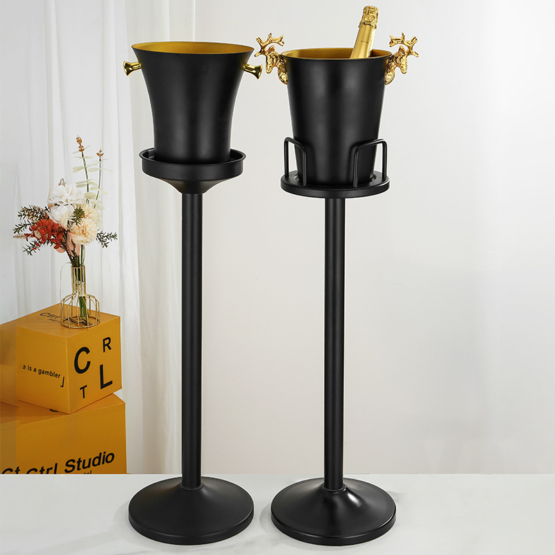 European-style stainless steel ice bucket champagne wine set, bar KTV high-legged red wine rack, creative Western cuisine high-end ice red wine bucket Specification drawing