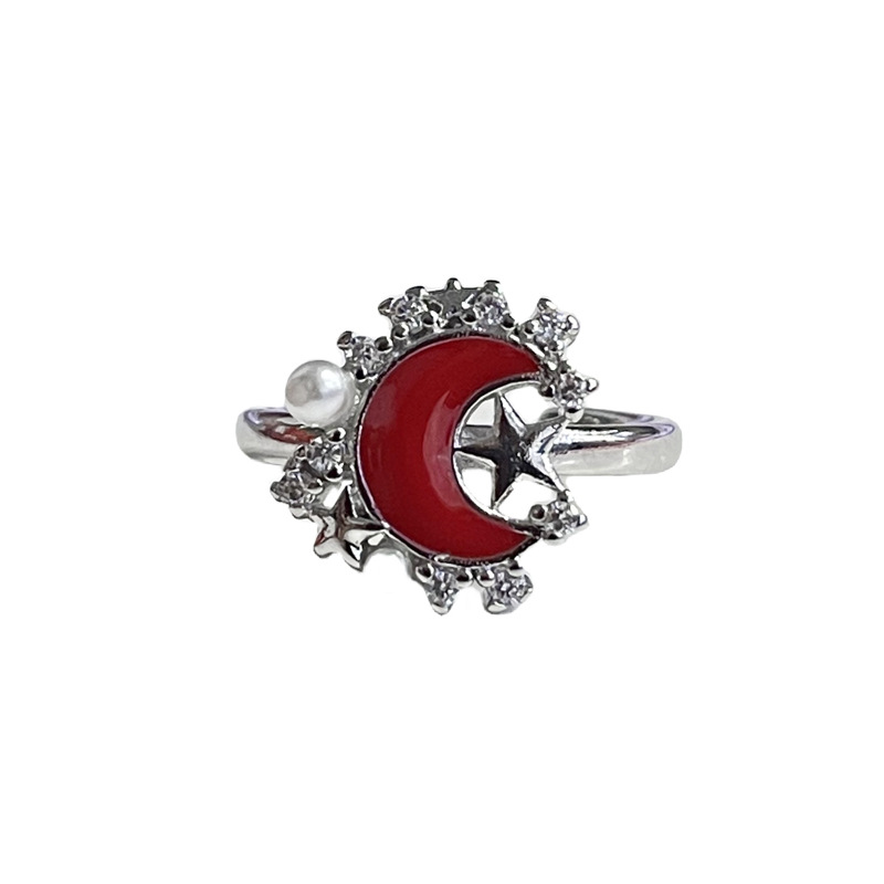 A new, niche and fashionable open-top ring with red drip glaze for women on Instagram. It features a cold and unique style, is versatile and elegant, and is a trendy index finger ring Item Picture