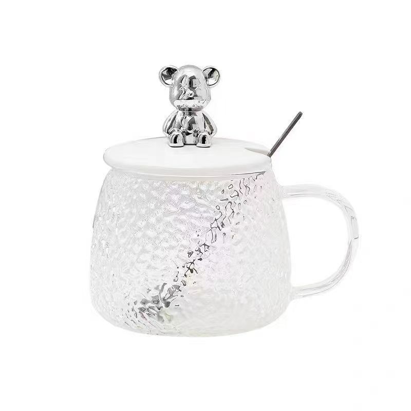 Factory stock of high-quality appearance quality bear water cups, heat-resistant glass cups, and coffee cups for girls' offices. One-piece delivery Application Scenario