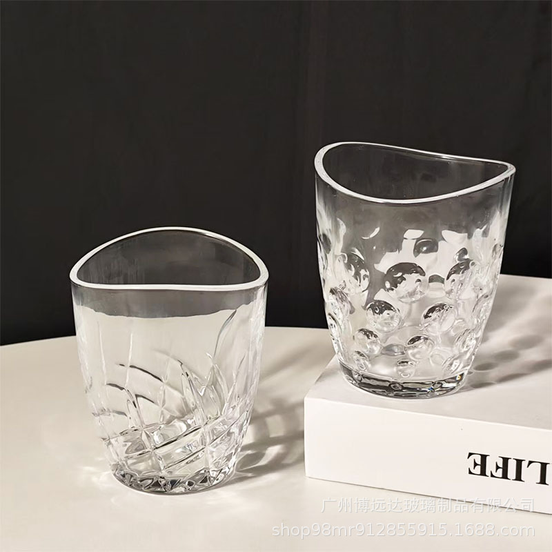 New wholesale European-style wine glasses, sword-patterned beverage glasses, popular bar ice-cold beer glasses, glass whisky glasses Application Scenario