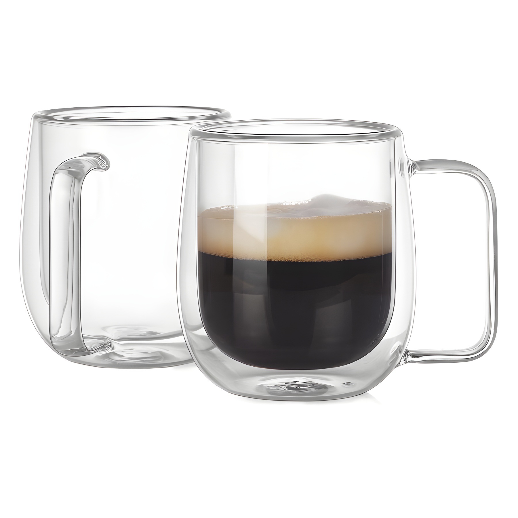 【 Customized LOGO】 Double-layer high borosilicate glass cup with handle, coffee cup, transparent tea brewing cup gift set Item Picture