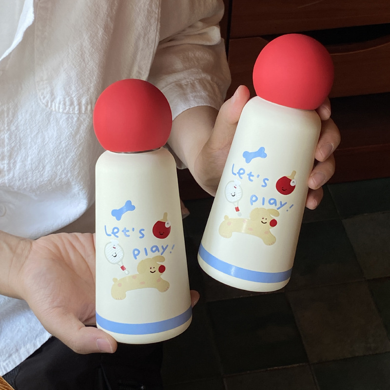New Year and Christmas cartoon sports table tennis, tennis dog, red nose, 316 stainless steel insulated cup, travel cup, water cup full figure