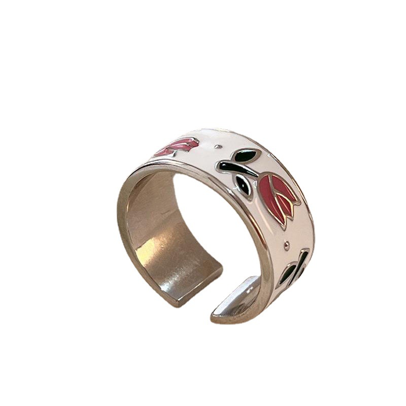A niche design with a unique flower-patterned rubber open ring for women on Instagram, featuring a light luxury, simple and elegant style, and a high-end look. It's a trend of wearing rings Item Picture