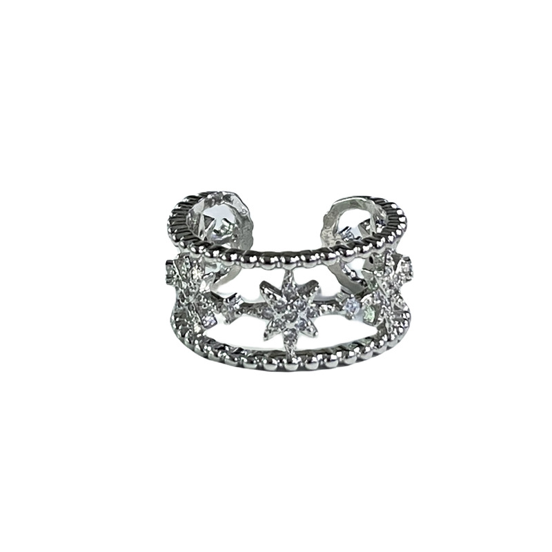 A high-end, light luxury, full-diamond open-mouth ring for women on Instagram, with a cold and niche design sense, elegant and trendy index finger ring Item Picture