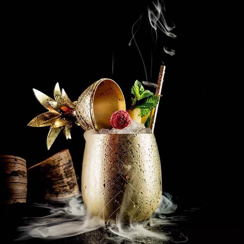 Pineapple cocktail cup, Moscow mule cup, stainless steel pineapple cup, metal beverage cup, creative cocktail cup Specification drawing