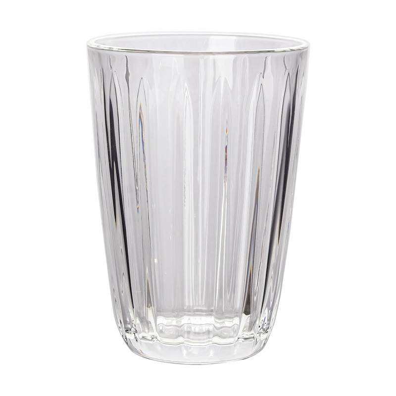 ins Cafe's retro vertical striped glass cups, single-item beverage cups, iced Americano cups, latte cups, latte art cups Item Picture