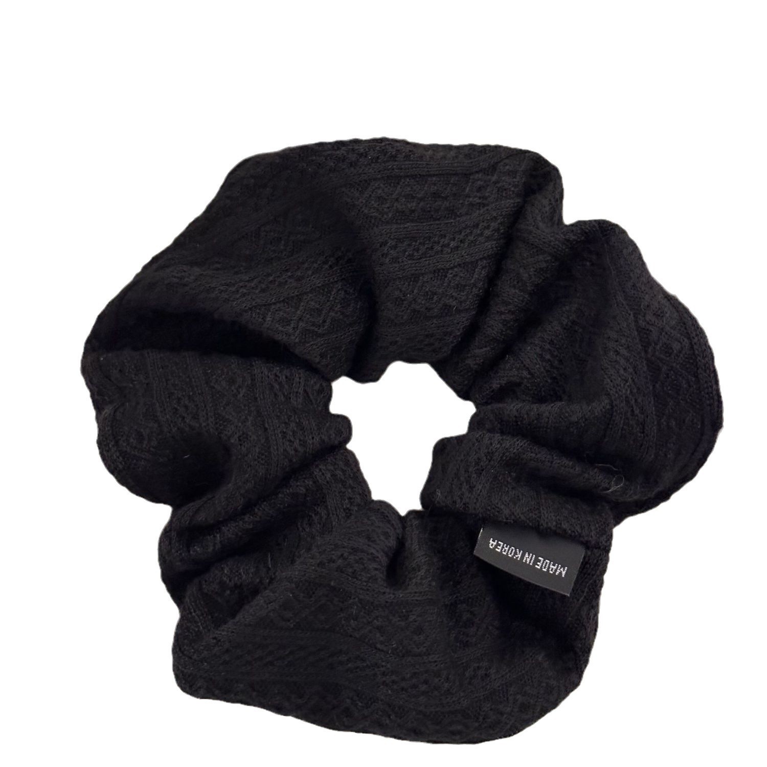 Korean-style simple and versatile woolen knitted hair tie, high-end retro fabric large intestine hair band, elegant high ponytail hair band Item Picture