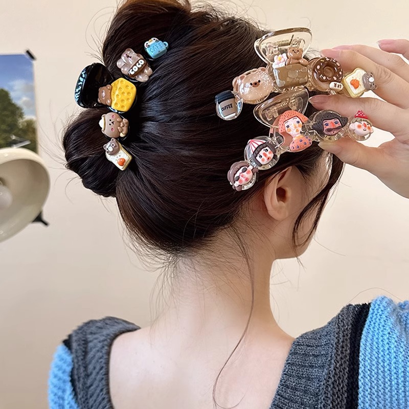 Cartoon food toys, cookies, hairpins, accessories, cute bear grabbers wholesale, back head hairpins, high-end look, internet-famous shark details Picture