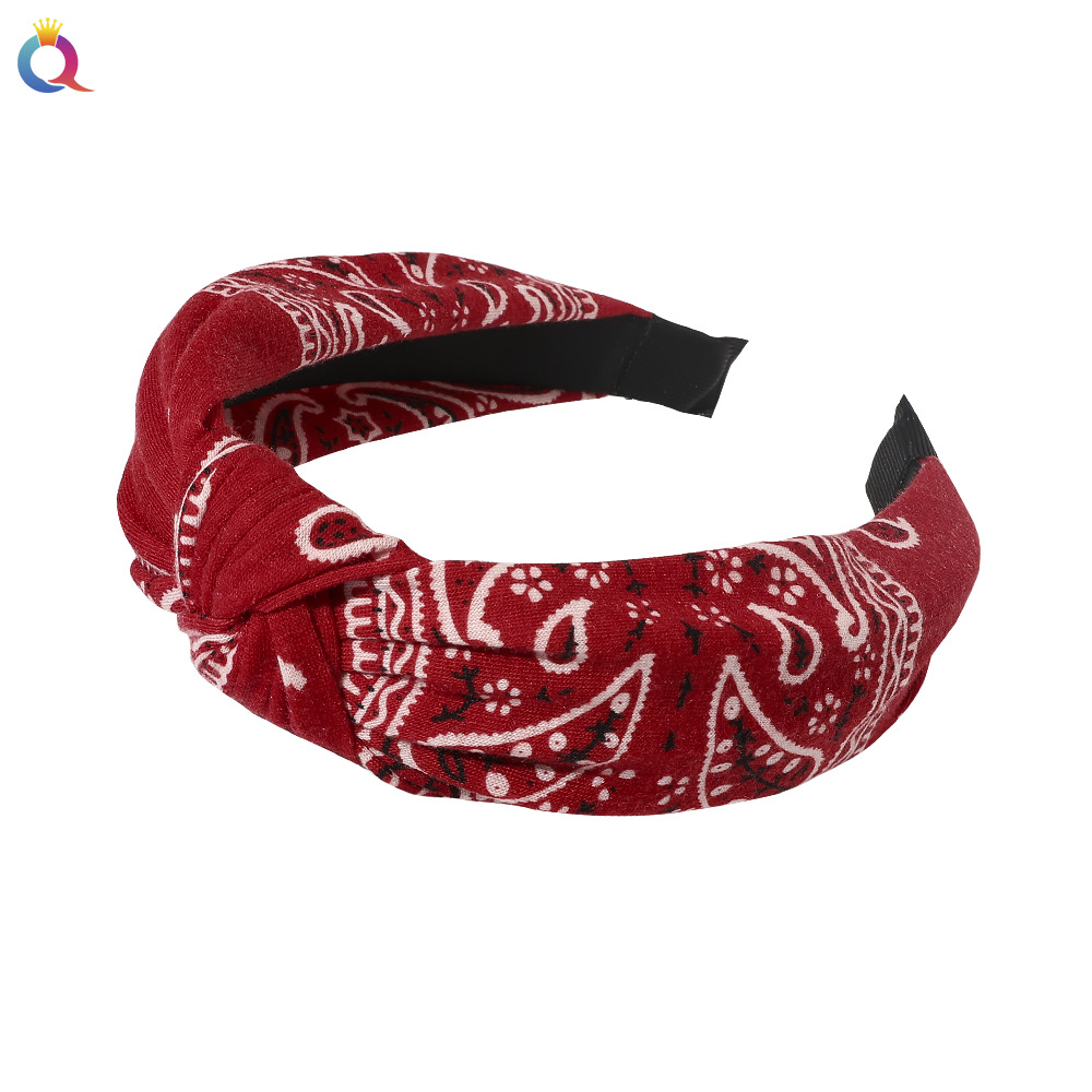 Qiyue's new retro Baroque cashew flower hair band, European and American ethnic style fabric cross headband, women's yoga hair accessory Item Picture