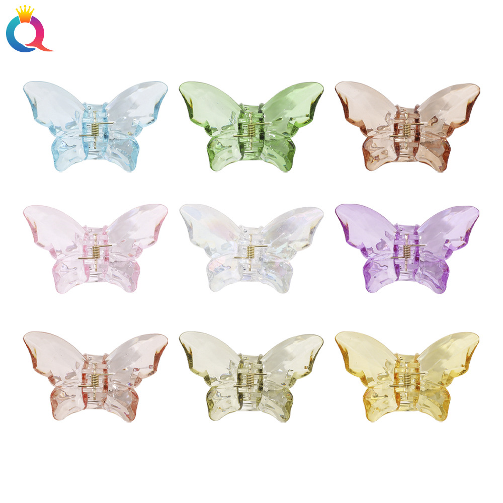 Qiyue Korean transparent butterfly hair clip, colorful shark clip, back of the head, face washing and hair tying clip, versatile and dreamy headwear full figure