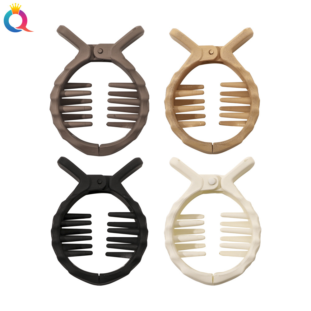 Qiyue Korean matte twill tie high ponytail, shark clip at the back of the head, updo hair clip, retro and versatile hair accessory full figure