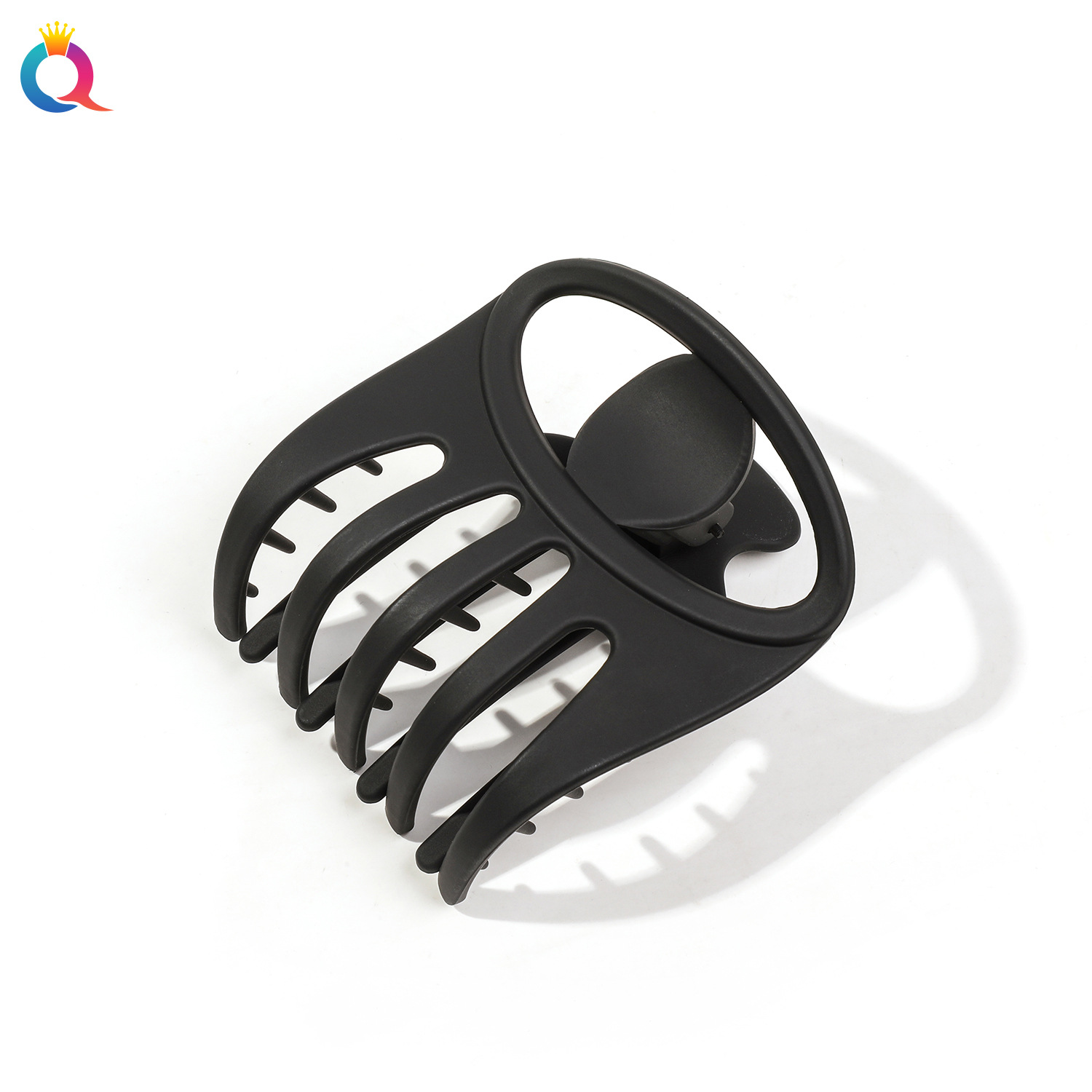 Qiyue Cross-border PC Amber Flat Curved teeth matte hair clips, women's coil hair clips, large volume shark clips, hair accessories wholesale Item Picture