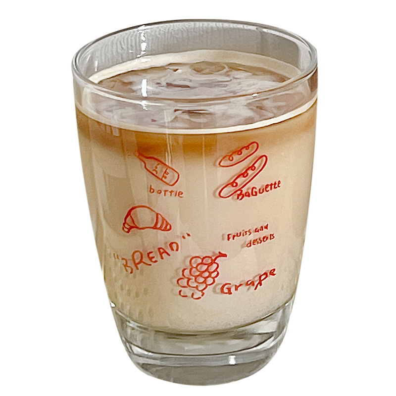 High-appearance-level household glass cups, InS-style lettered glass water cups, cartoon milk cups, breakfast cups, cold brew coffee cups Item Picture