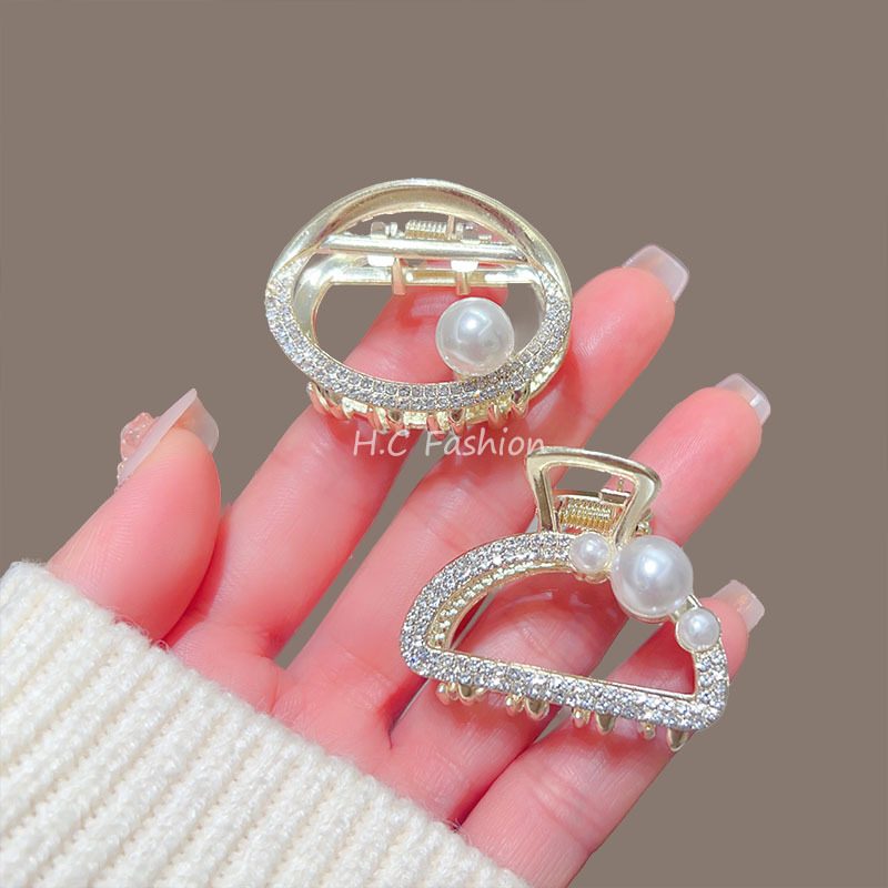 New semi-tied bangs small grab clip, exquisite and compact pearl hair clip, small side clip for girls, headwear Specification drawing