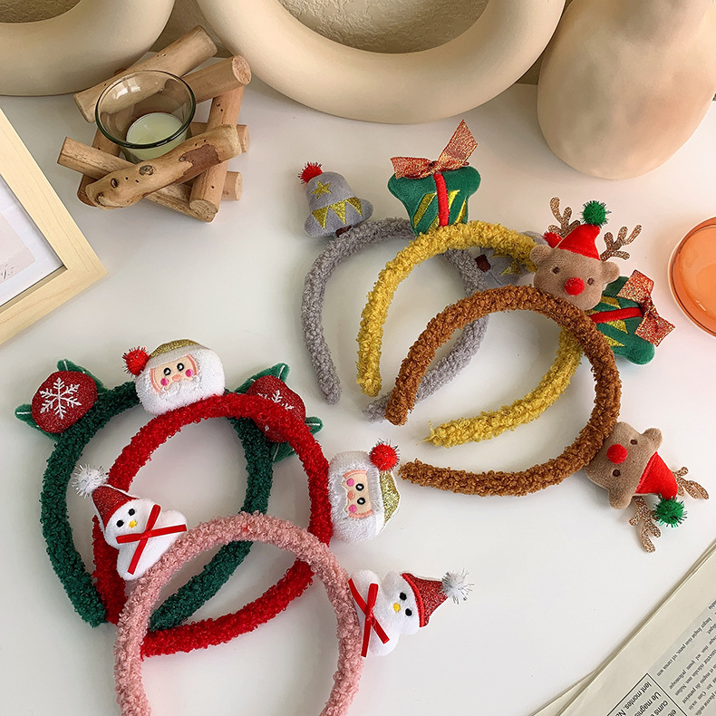 Christmas lamb plush headband, female elk antlers, snowman, cute headband, Christmas-style bell headband, face wash hair accessory full figure