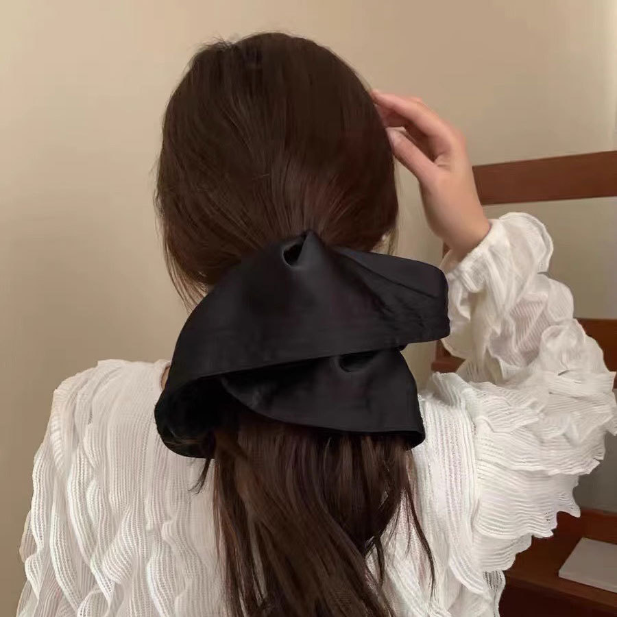 20cm large intestine hair band, Korean-style oversized high-end pleated hair band, new black hair tie and hair accessory for women full figure