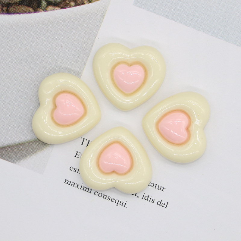 diy jewelry resin cream glue accessories, candy-colored double-layer heart phone case, patch hair accessories, hair clip accessories Specification drawing