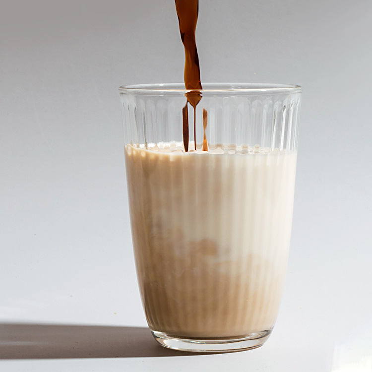 Ins-style vertical striped glass cups, 300ml milk cups, juice cups, household water cups, breakfast and dining cups, factory wholesale full figure