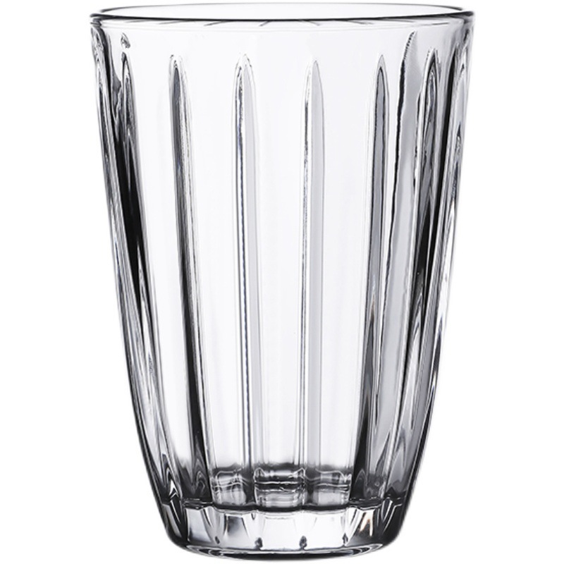 High-end striped glass cups, whisky wine glasses, American iced coffee cups, latte cups, transparent milk breakfast cups Item Picture