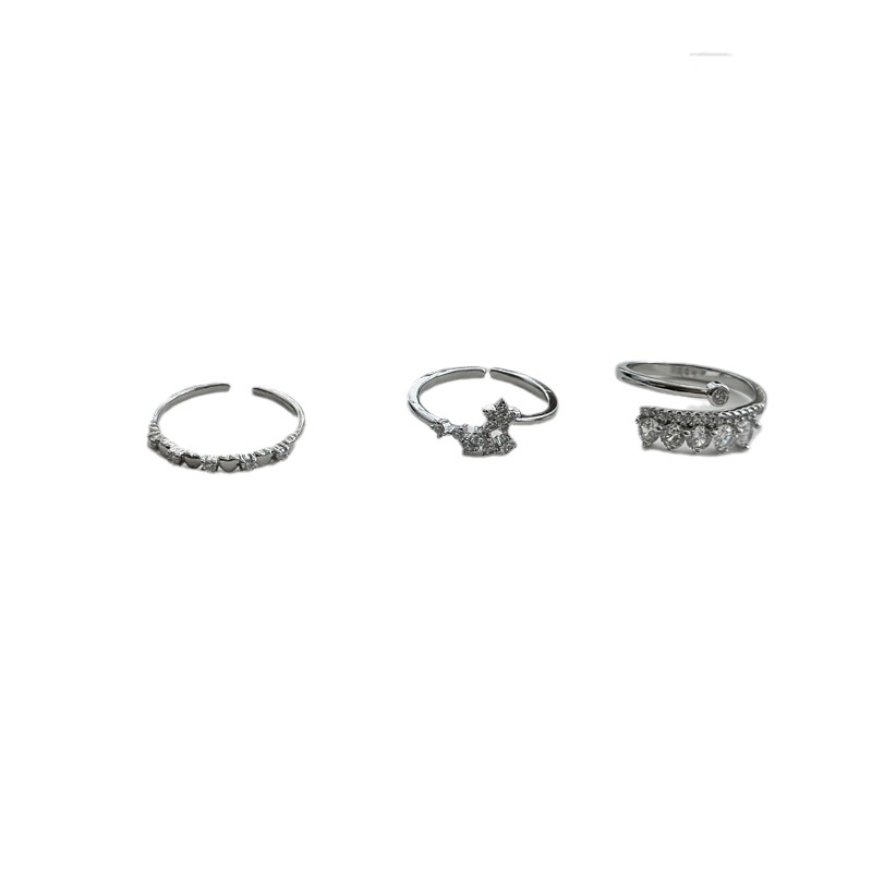 A full-diamond zircon wishing star index finger ring with a trendy Instagram style, a niche design that is fashionable and has an adjustable opening Item Picture