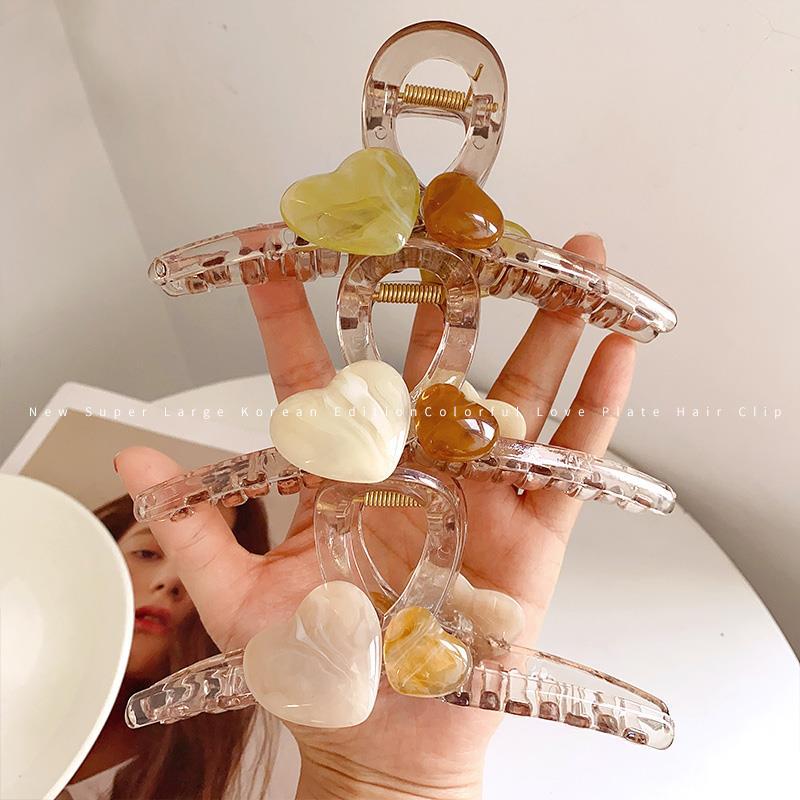 Jelly heart-shaped hairpin, large hair volume, hairpin at the back of the head, elegant and sophisticated for women, spring and summer hairpin headwear Specification drawing