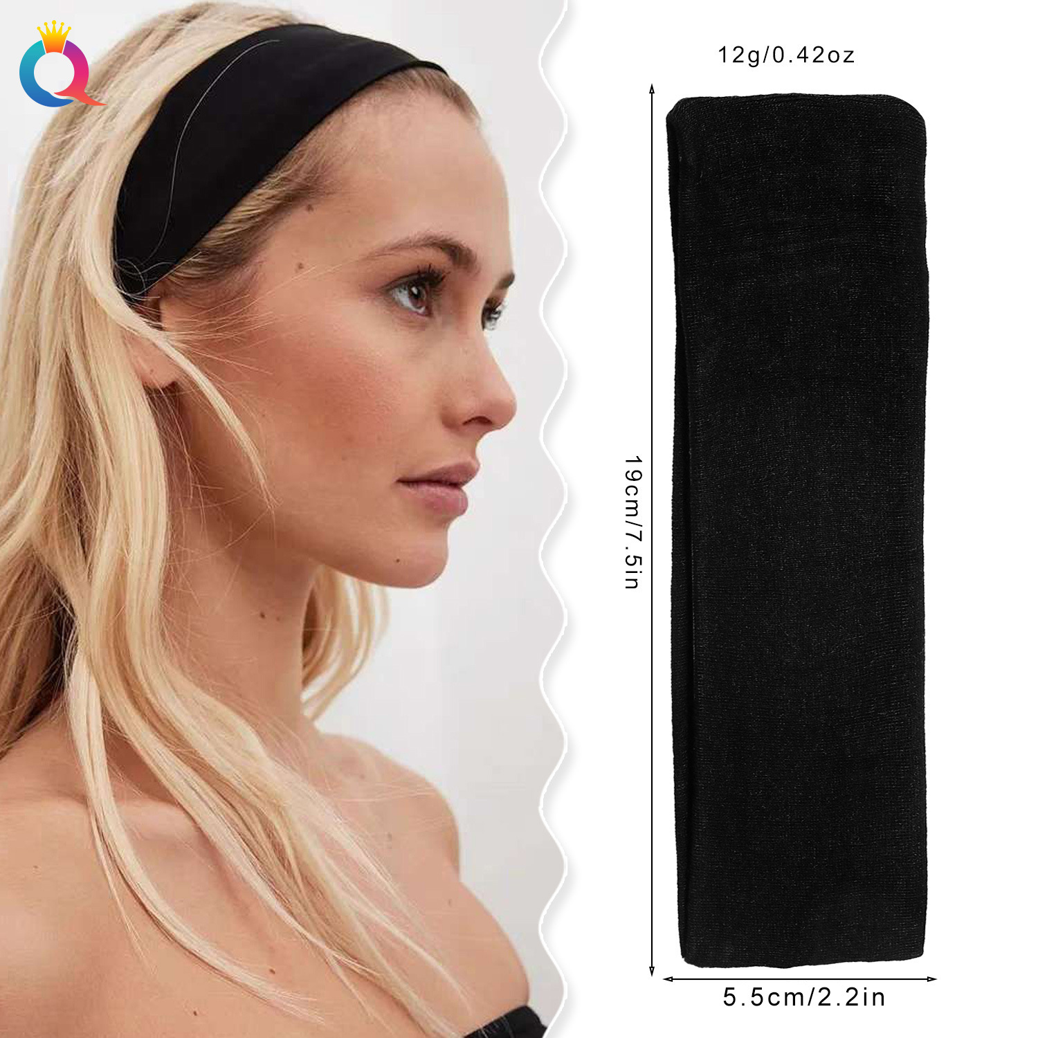 Wholesale of Qiyue cross-border knitted hair bands, basic thin headbands, sweat-absorbing and breathable hair ties, high-elasticity headscarves and hair accessories details Picture