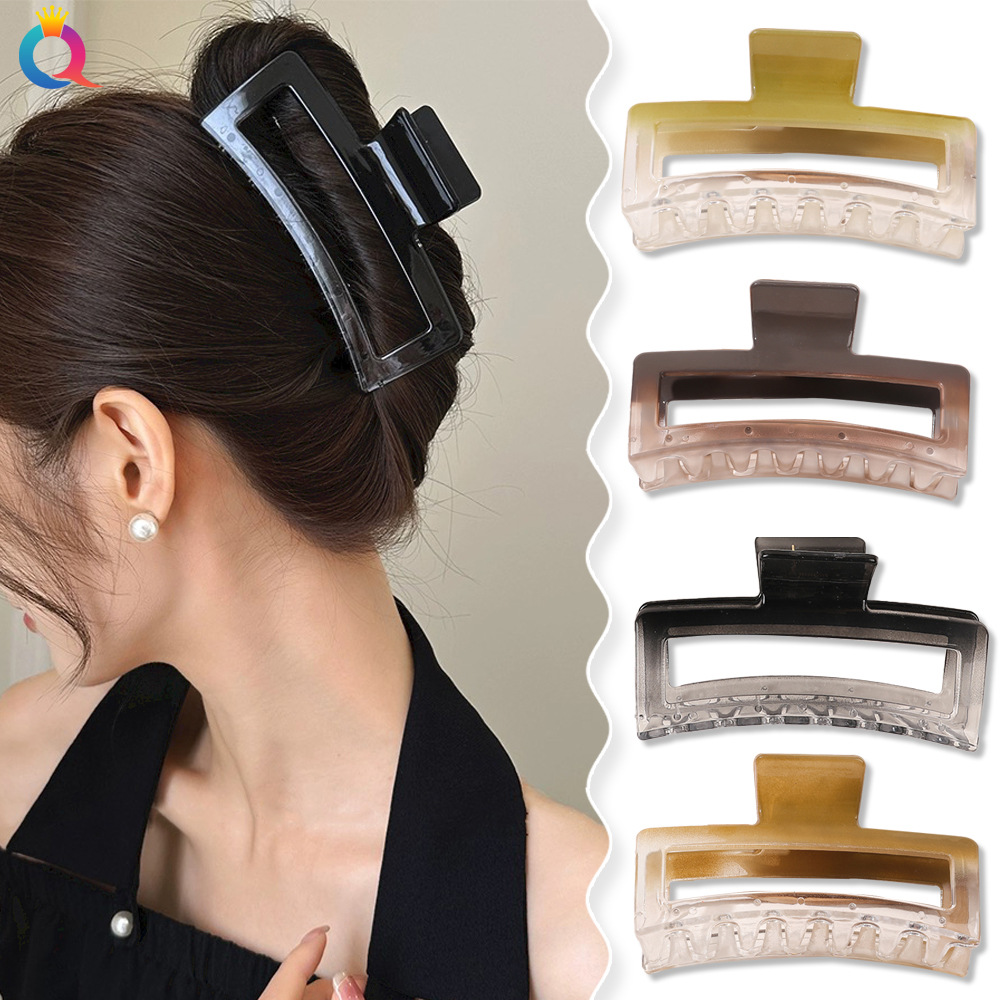 Wholesale of Qiyue Cross-border large gradient color square hair clips, high-end back head updo hair clips, shark clips and hair accessories details Picture