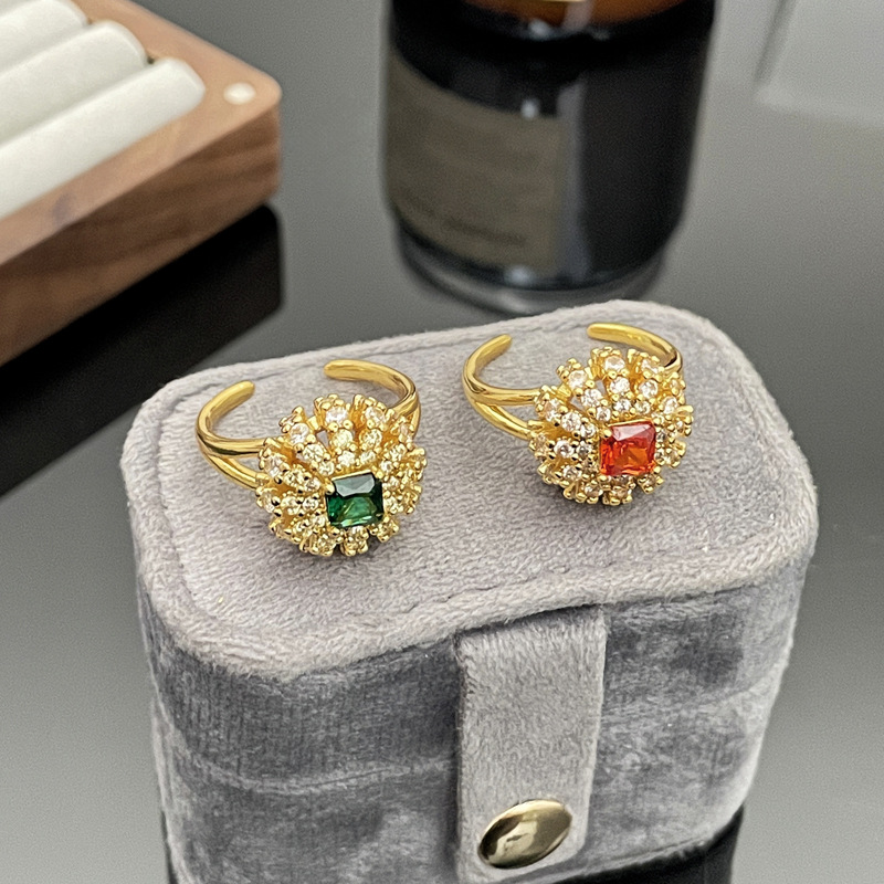 European and American light luxury three-dimensional line hollowed-out fashionable opening ring, fashionable women's ins cold style quality versatile index finger ring Specification drawing