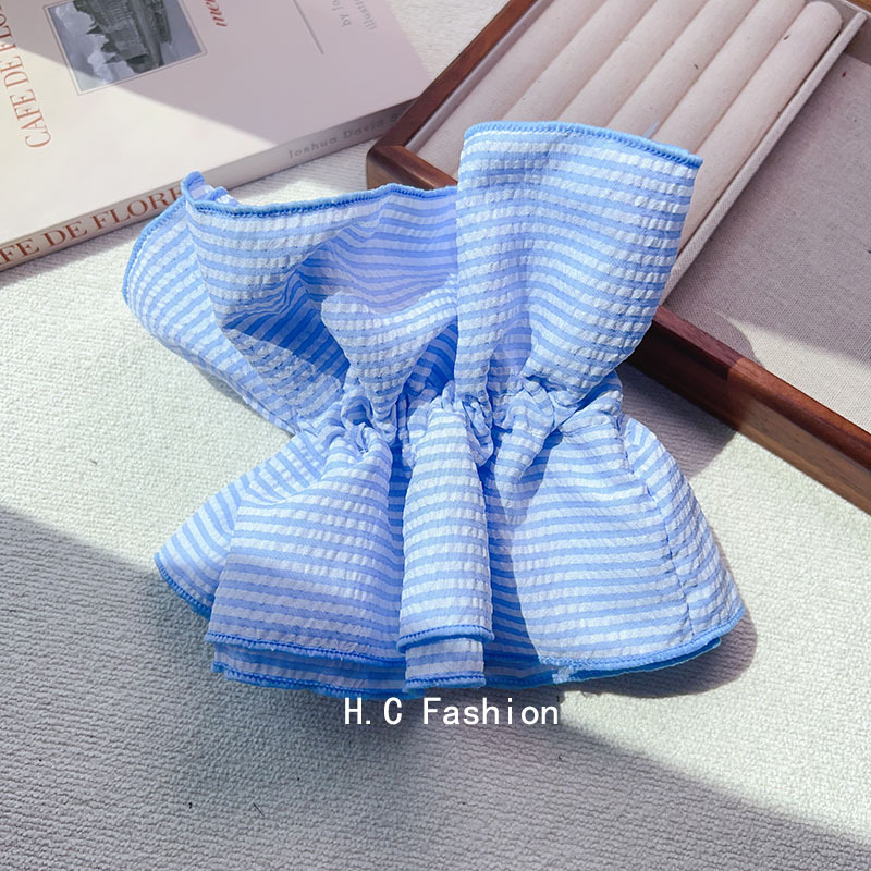 Korean blogger style four-layer colorful checkered large intestine hair band, retro and fashionable hair tie, sweet bun hair tie and hair accessory details Picture