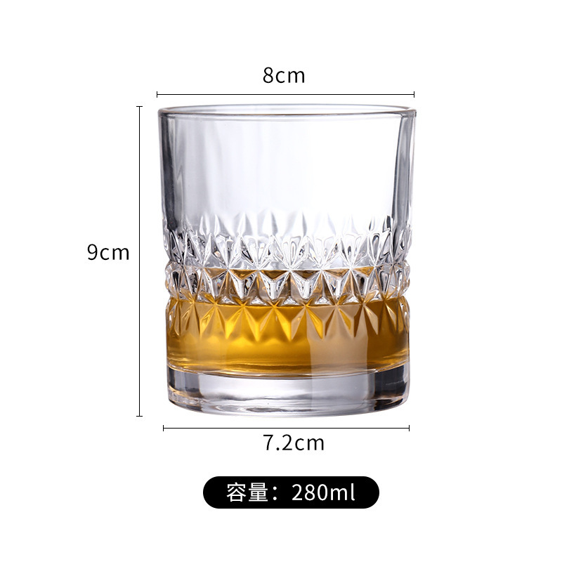 Embossed whisky glasses, spirits glasses, glass beer glasses, home creative classical Lo cups, ins Nordic wine sets Item Picture
