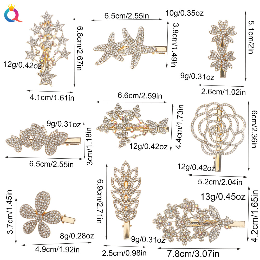 Qiyue water diamond hair clips, metal hair clips, high-end feel, duckbill clips, diamond-encrusted side bangs clips, hair accessories and head accessories wholesale Application Scenario
