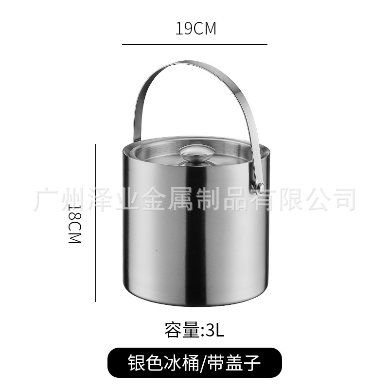 Cross-border ice bucket, stainless steel double-layer insulated bar, portable chilled whisky bucket, ice granule bucket, stainless steel ice bucket Item Picture