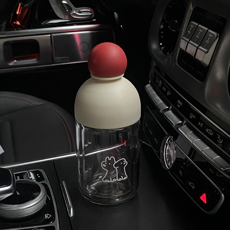 A niche New Year Christmas puppy red nose double-layered glass cup, high-temperature resistant sealed water cup, car portable cup gift Item Picture