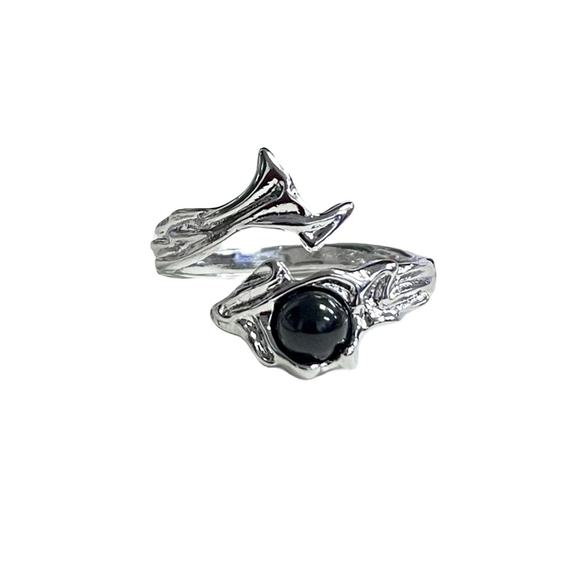 Punk dark geometric irregular texture open ring, neutral style, hot girl trend, cool fashion, hip-hop food ring Item Picture
