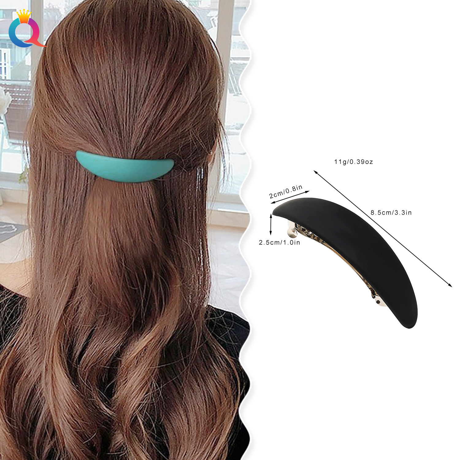 Qiyue elliptical matte spring clip, back of the head, updo hair clip, ins high-end style hair clip, hair accessory and headwear wholesale details Picture