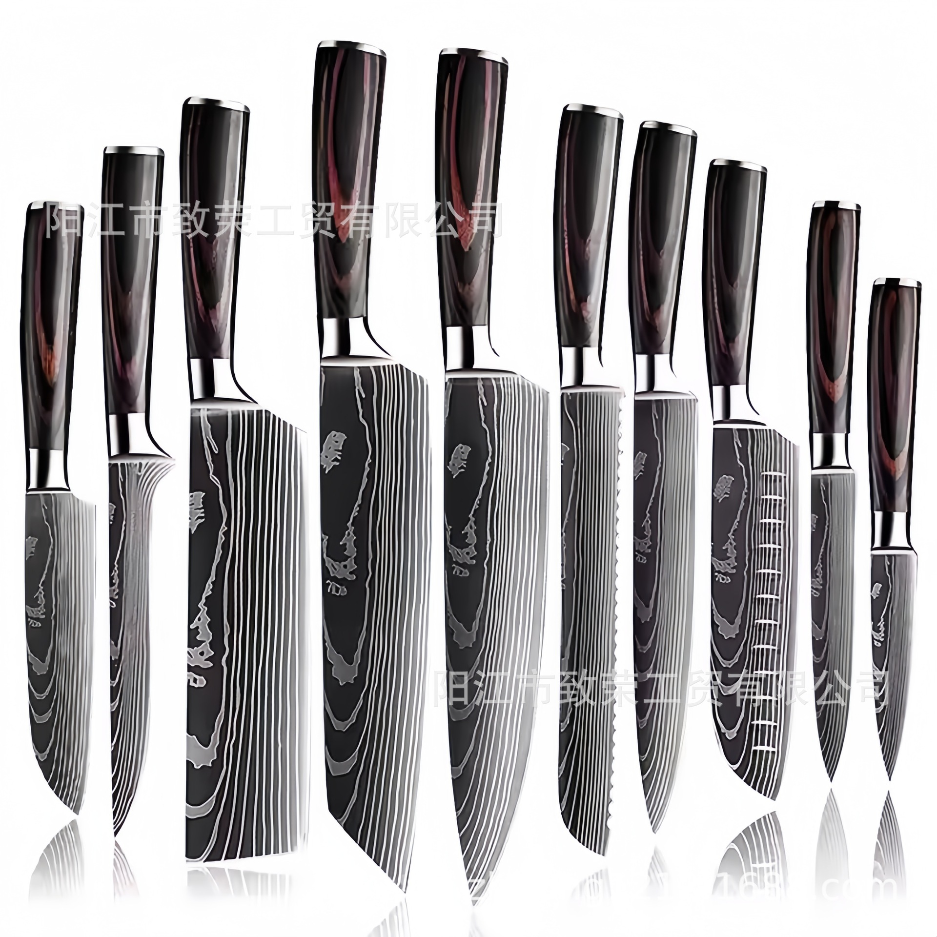 Cross-border Damascus knife pattern chef knife, fruit knife, stainless steel knife set, Japanese knife, Santoku knife, kitchen knife details Picture