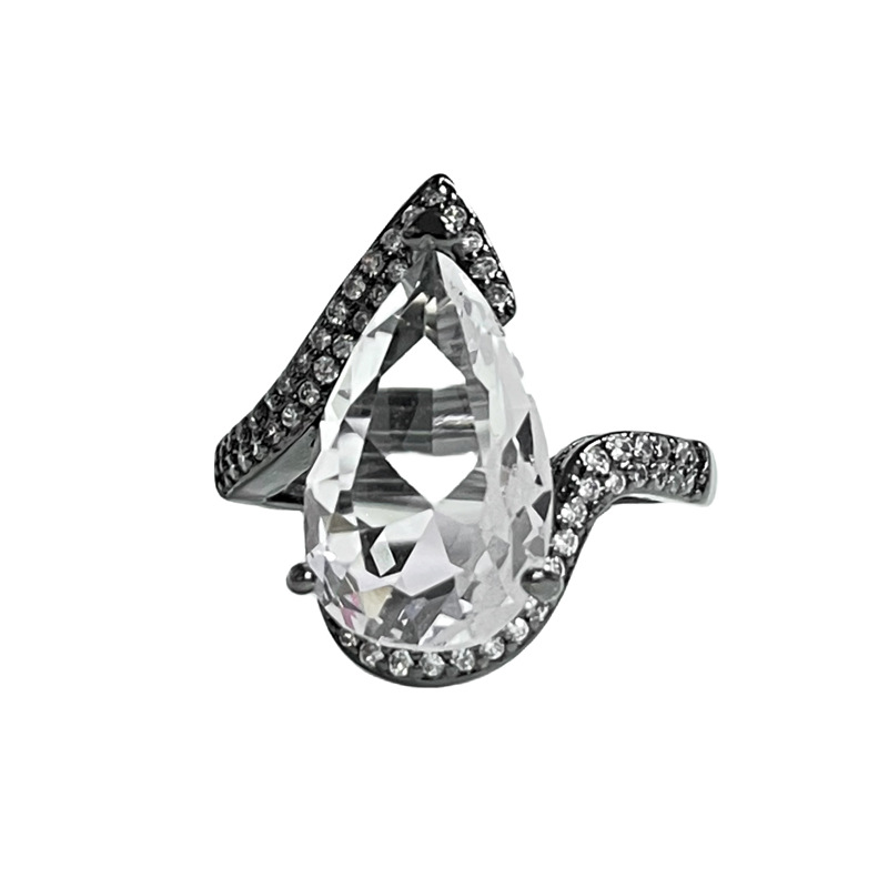 European and American punk, cool, dark, irregular zircon heavy industry open ring, women's Instagram cold style fashion food ring Item Picture