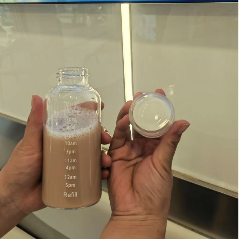 Cross-border Summer time scale water cup, portable cup, transparent water cup, simple straw with lid, beverage glass cup Specification drawing