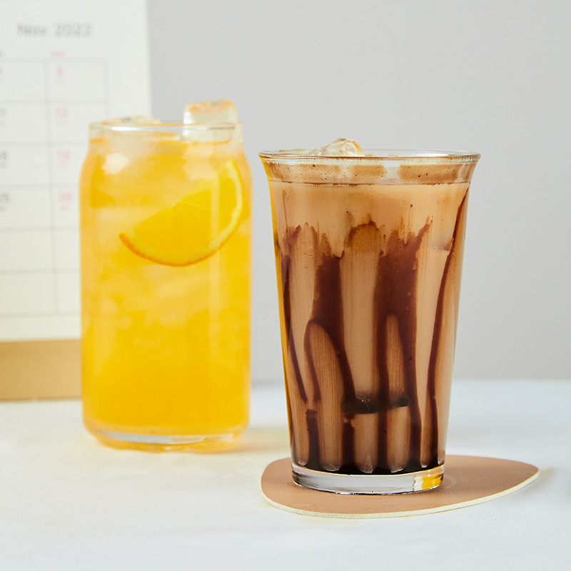 Cross-border reverse mouth cups, aluminum cans, cola roll-edge glass cups, latte coffee cups, juice cups, household water cups, milk tea Specification drawing