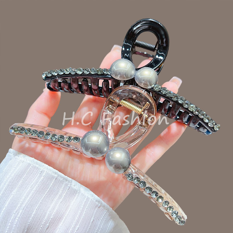 High-end pearl rhinocones, large scratch-shaped hair clips, feminine and fashionable, new hairpin for the back of the head, with plenty of hair and shark clips Specification drawing